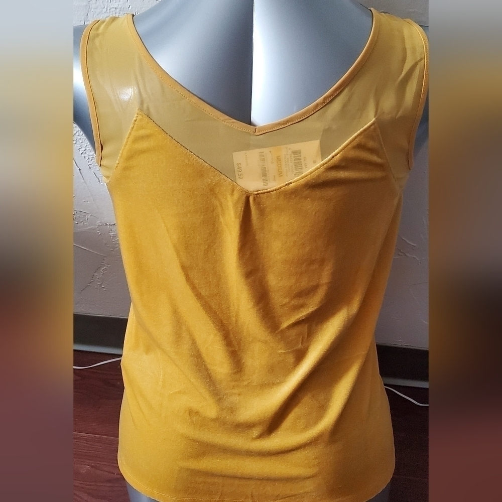 INC Gold Velour & Sheer Stretch Top - Picture 5 of 11